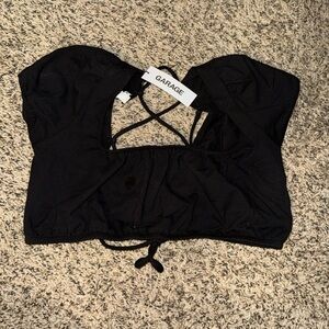 lace up back crop top